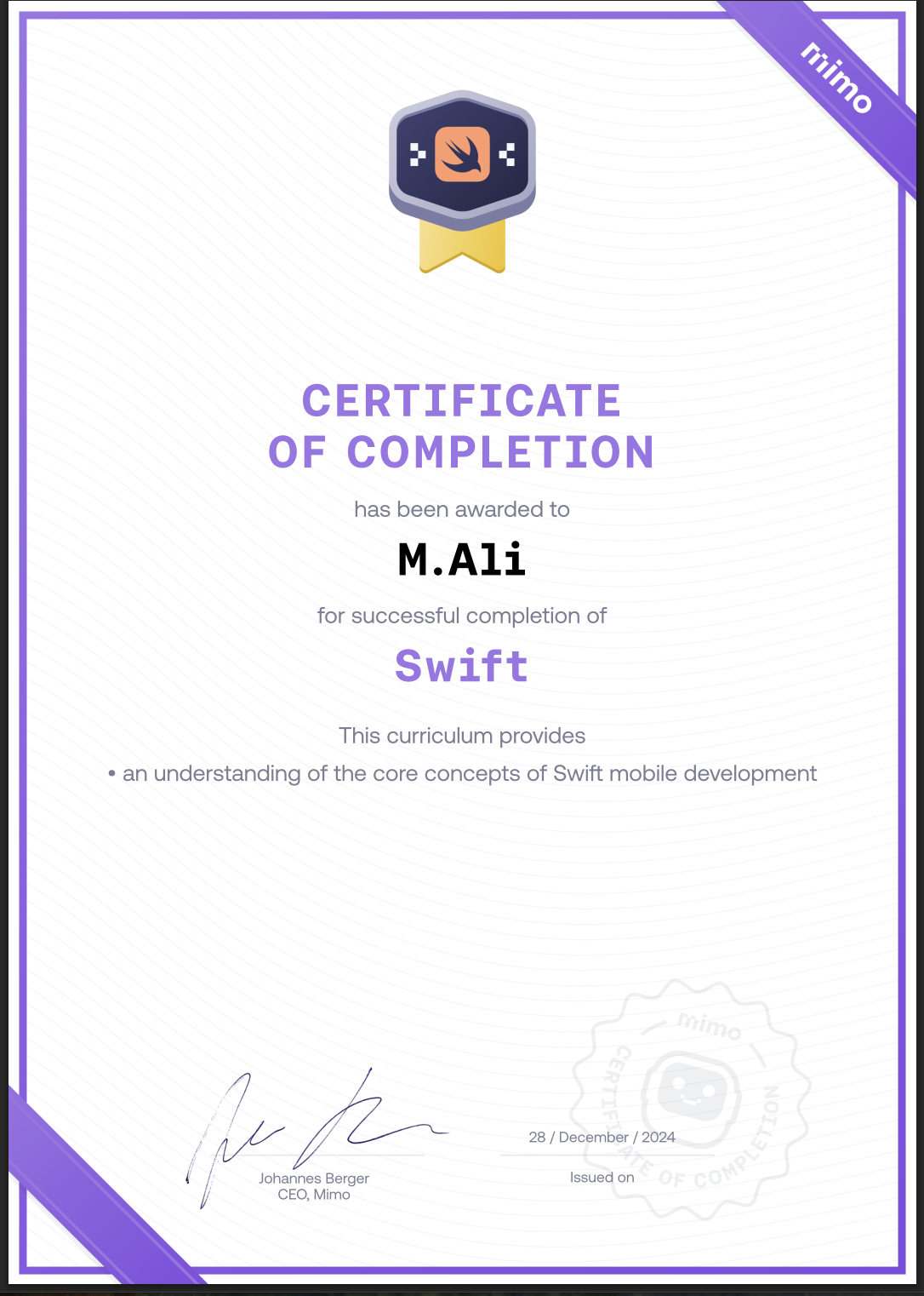 Certificat HTML